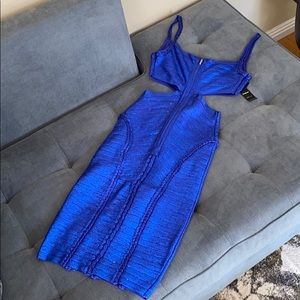 Bebe royal blue cut out side dress